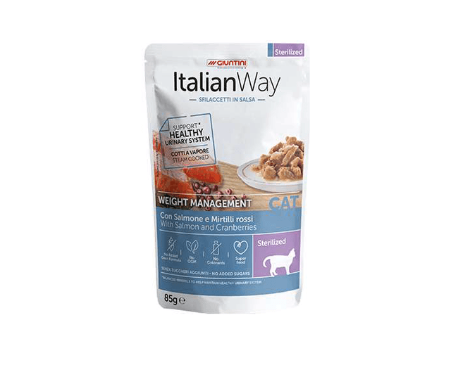 Umido Gatto Steriliz Salmone Mirtilli 85g