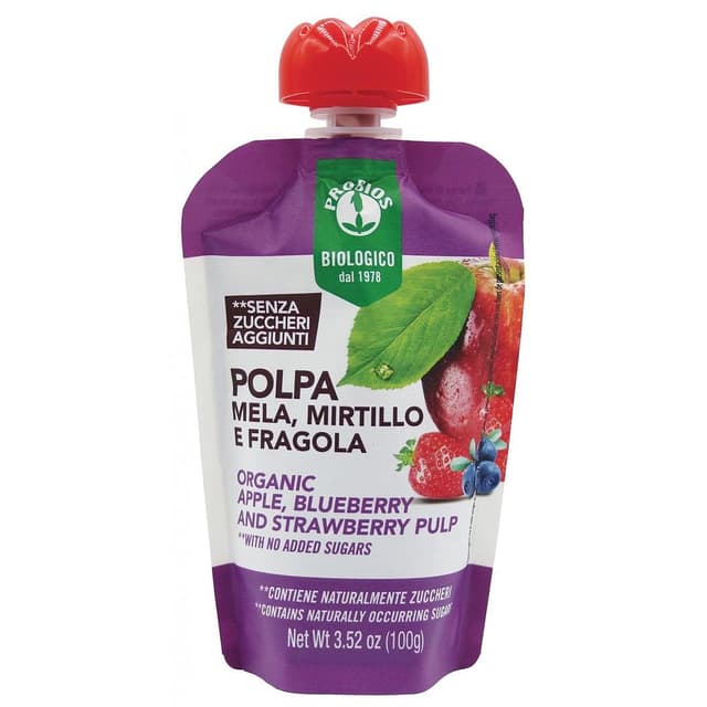 Polpa Mela Mirtillo Fragola Bio 100g